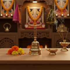 Traditional Handcrafted Brass Puja Bell (Ghanta) with Engraved Detailing