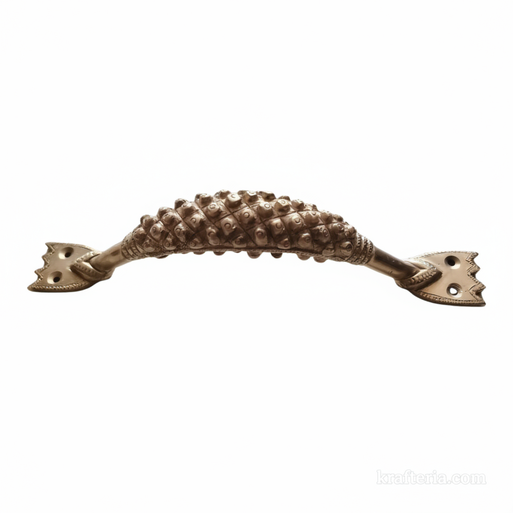 Antique Brass Textured Door Handle – Handcrafted Decorative Pull Handle   Brass Artwork