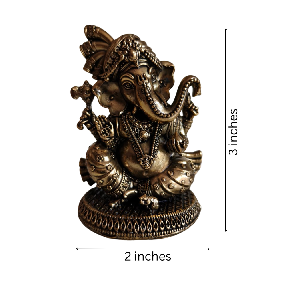 Brass Pagdi Ganesha Statue - Seated Lord Ganpati with Traditional Turban   Brass Artwork
