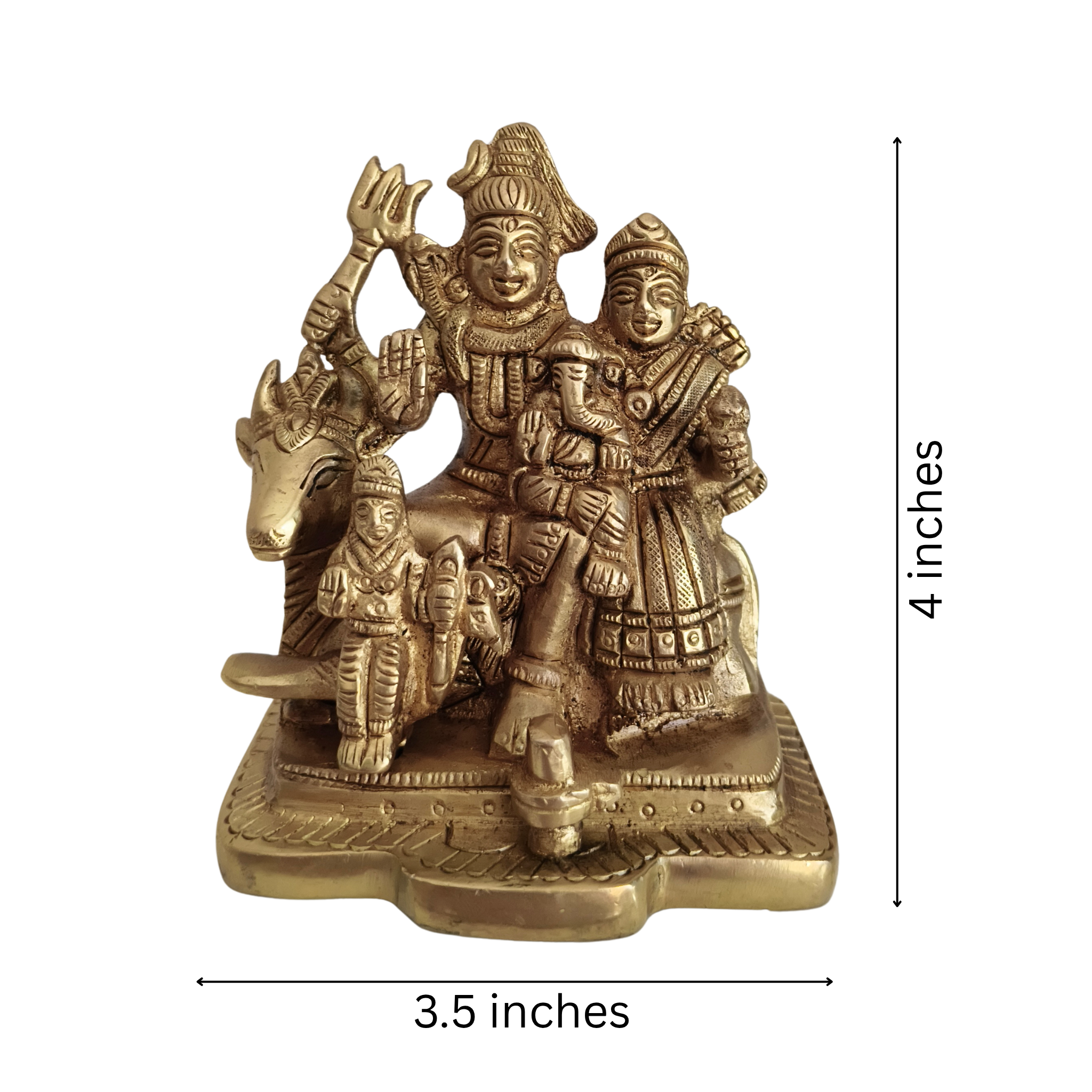 Brass Shiva Parivar on Nandi – Divine Family Idol for Conjugal Harmony and Auspiciousness