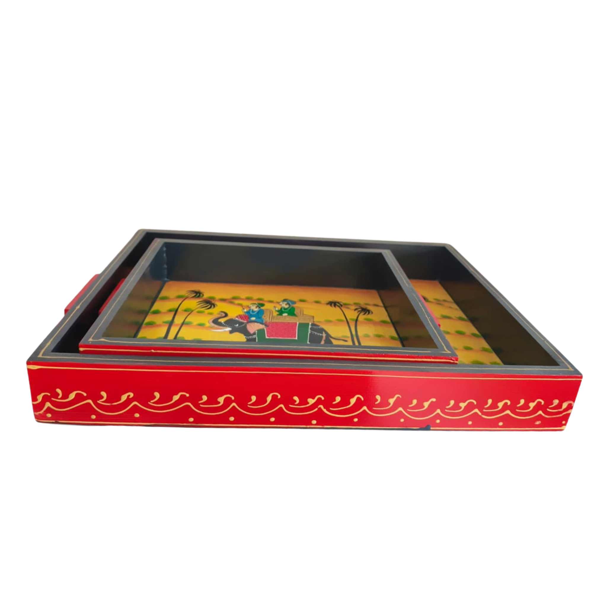 Hand-Painted Decorative Tray Set | Artisan Serving & Display Trays