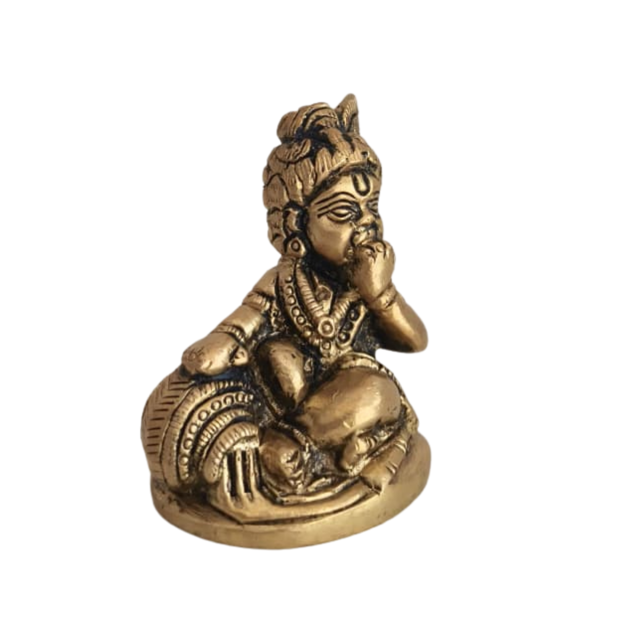 Brass Idol of Bal Krishna (Baby Krishna) with Butter Ball