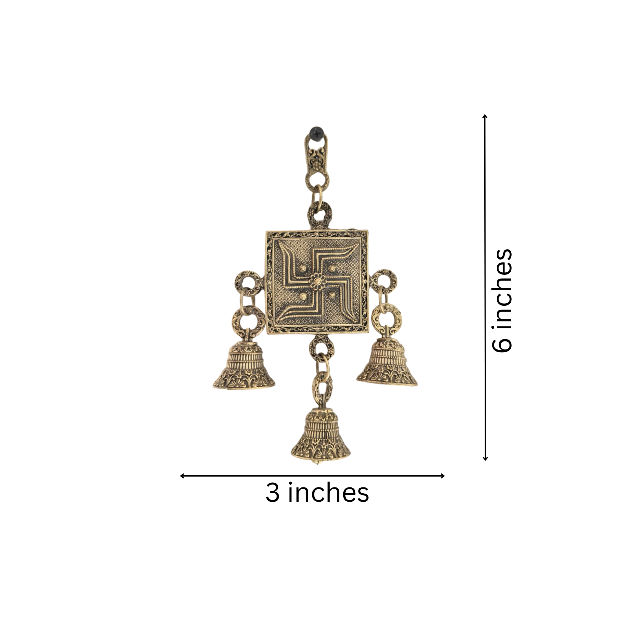 Auspicious Brass Swastika Wall/Door Hanging with Decorative Temple Bells