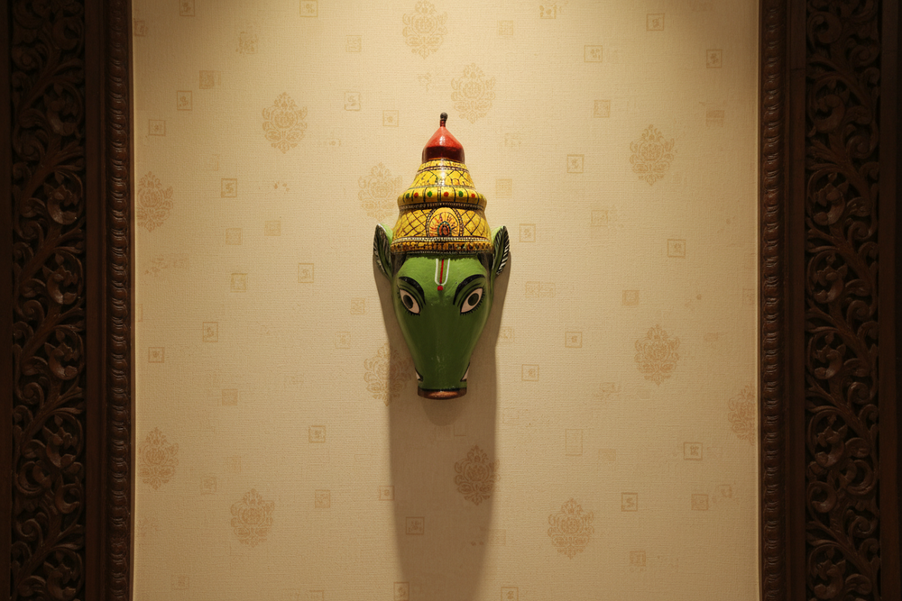 Cheriyal Varahi Mata Face Mask Wall Hanging – Telangana Art Decor   wall decor
