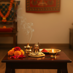 Brass Adiyogi Idol - Lord Shiva as the First Yogi and Source of Yoga