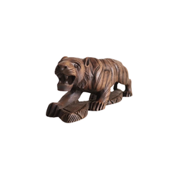 Hand-Carved Wooden Tiger Figurine