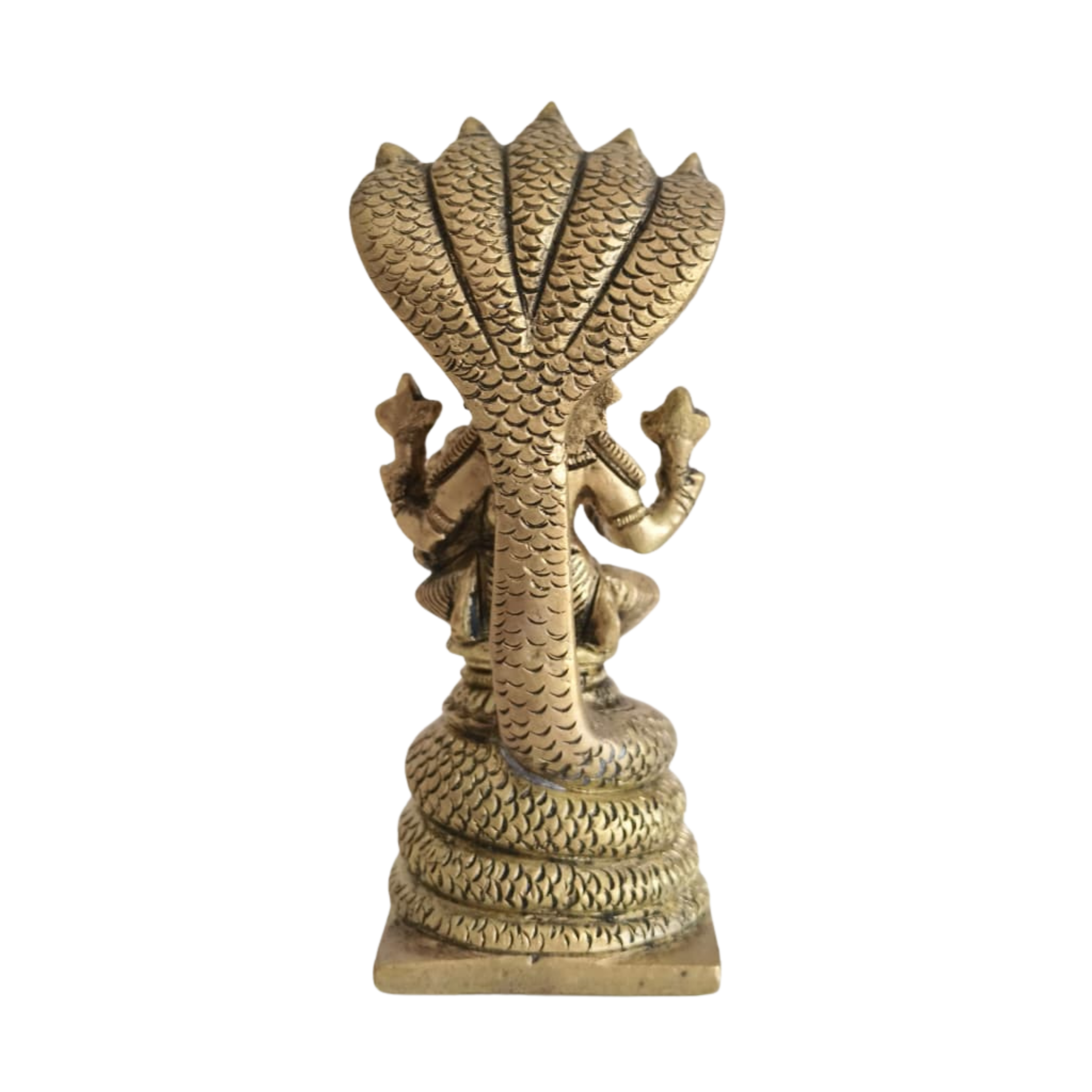 Seated Brass Vishnu and Lakshmi on Sheshnag Idol