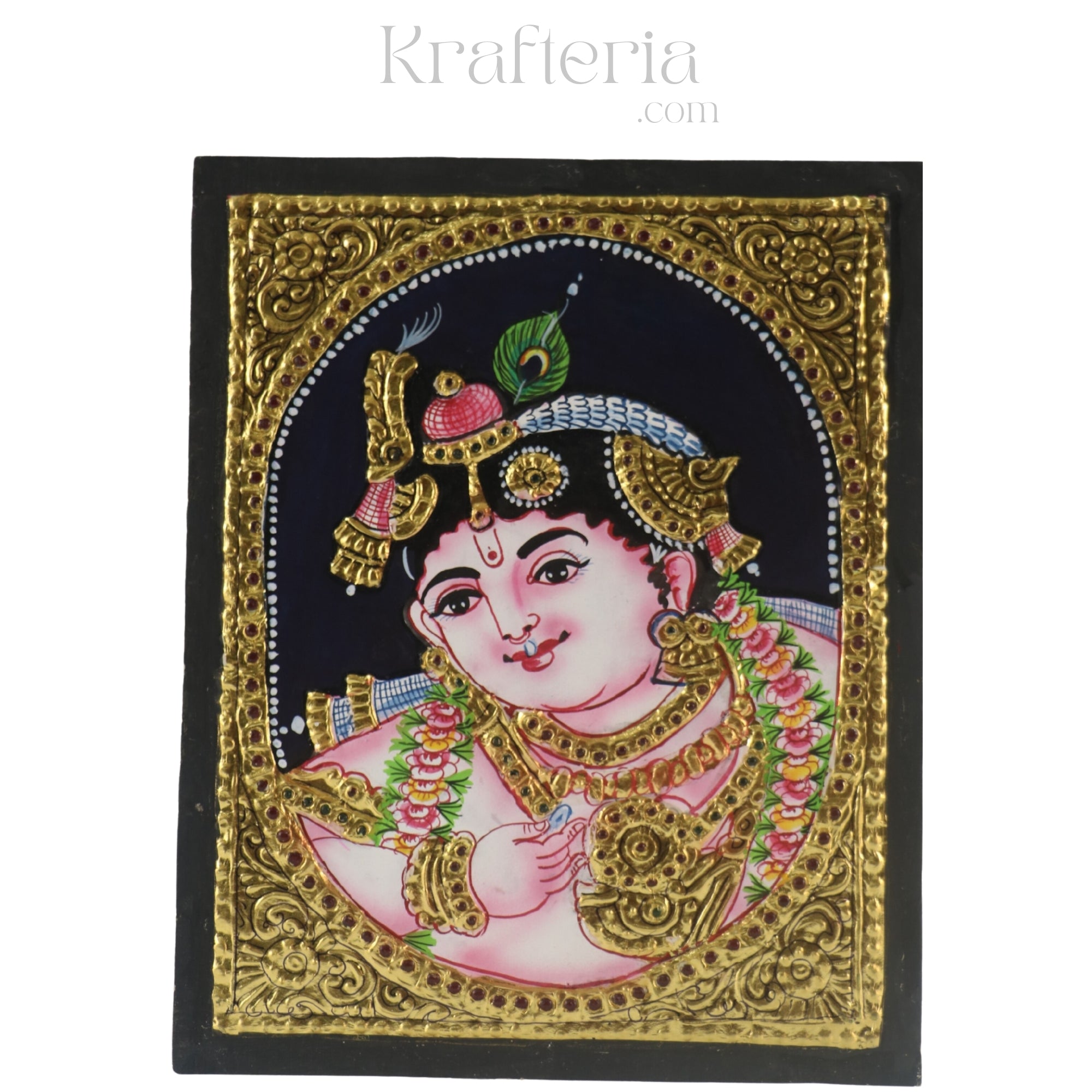 Little Krishna’s Divine Childhood – Thanjavur Painting