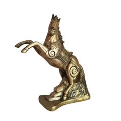 Galloping Brass Horse Statue | Ornate Handcrafted Rearing Horse Sculpture