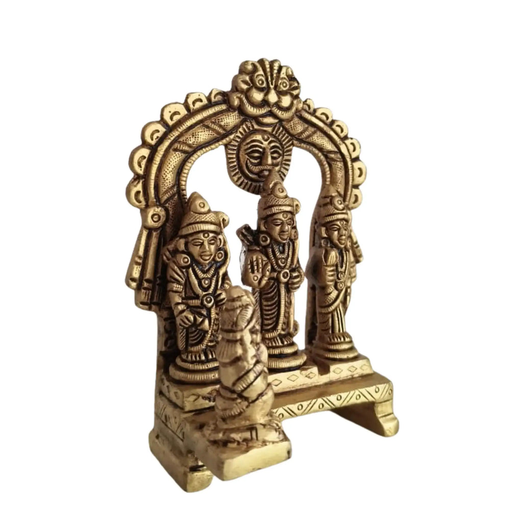 Brass Ram Darbar Idol with Hanuman for Pooja & Home Decor   Brass Ware
