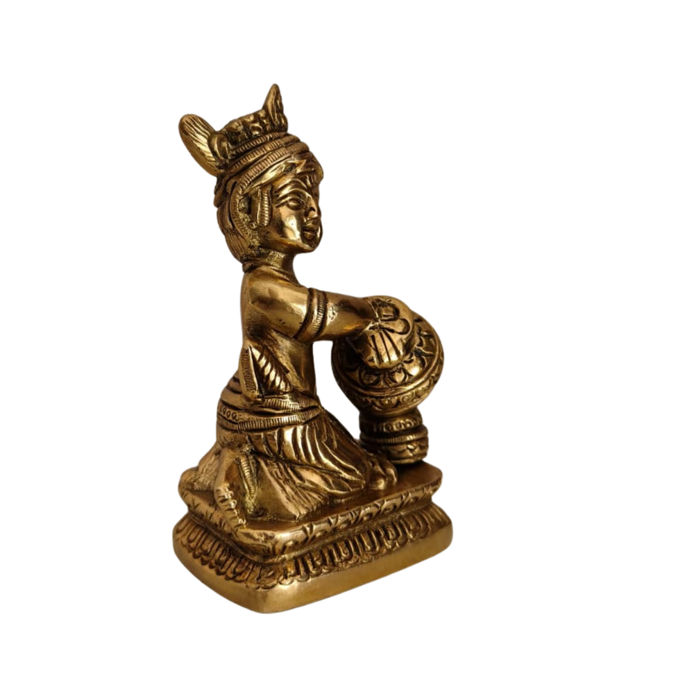 Brass Butter Krishna Idol (Makhan Chor) for Home & Pooja Decor   Brass Artwork