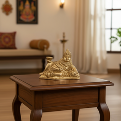 Brass Lord Kubera Reclining Idol - Hindu God of Wealth & Prosperity