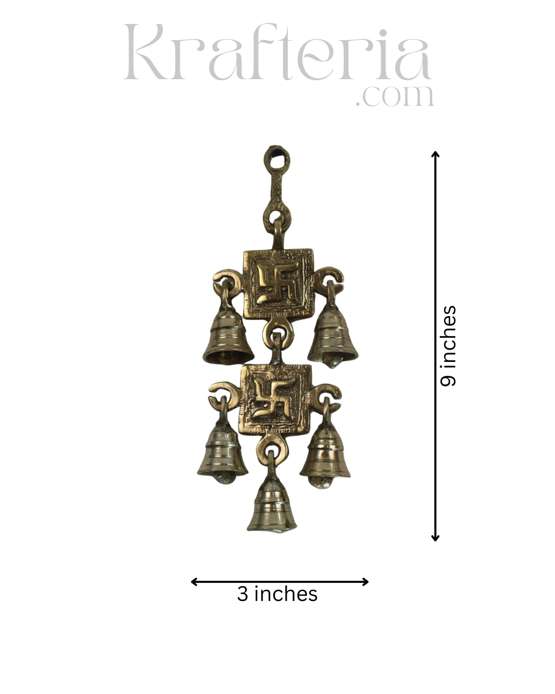 Elegant Brass Swastik Bell Wall Art with Spiritual Significance