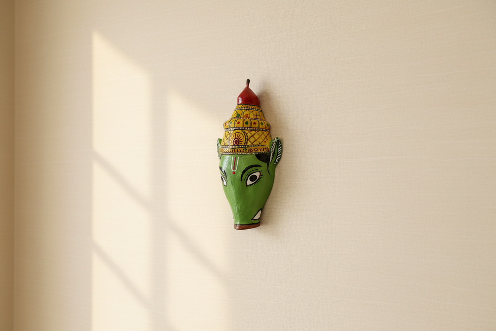Cheriyal Varahi Mata Face Mask Wall Hanging – Telangana Art Decor   wall decor