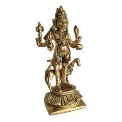 Powerful Brass Kala Bhairava Idol with Dog - Protector Deity Sculpture