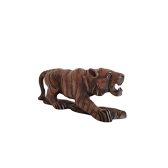 Hand-Carved Wooden Tiger Figurine