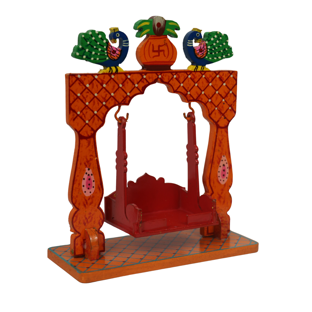 Wooden Jhula – Ethnic Swing Decor for Krishna or Dolls   Wooden Lacquerware