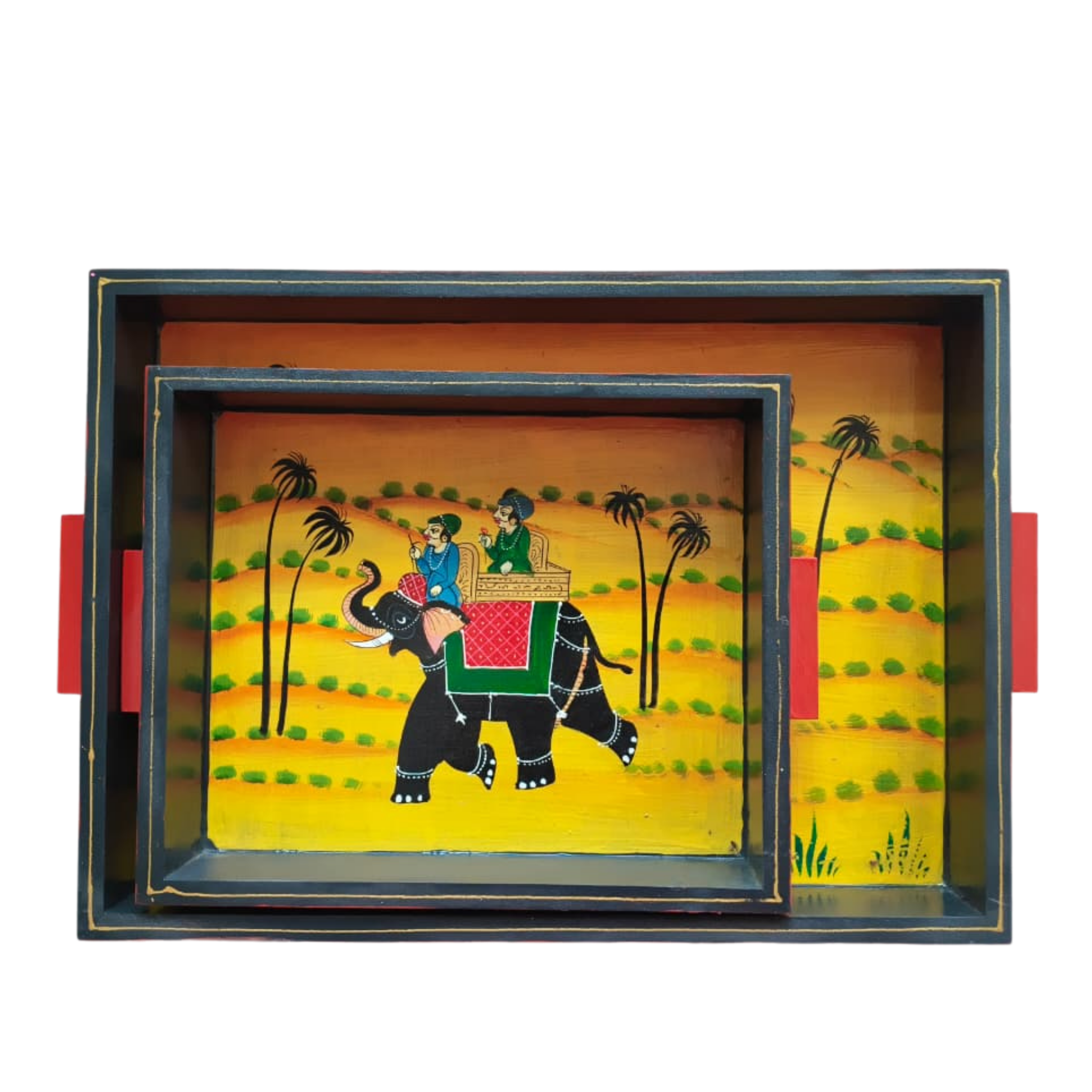 Hand-Painted Decorative Tray Set | Artisan Serving & Display Trays