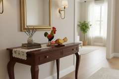 Traditional Nirmal lacquered rooster and hen wooden folk art toys