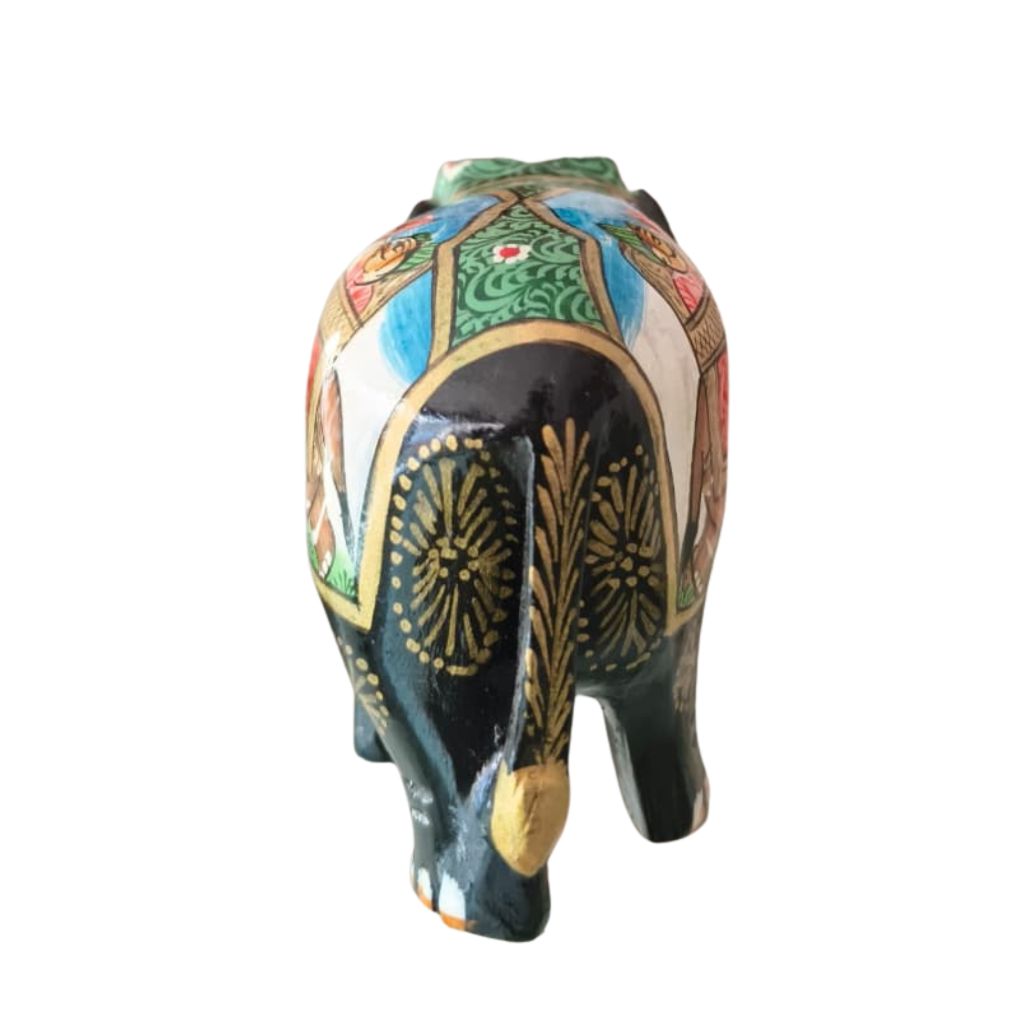 Black Painted Wooden Mughal Elephants – Elegant Decorative Figurines