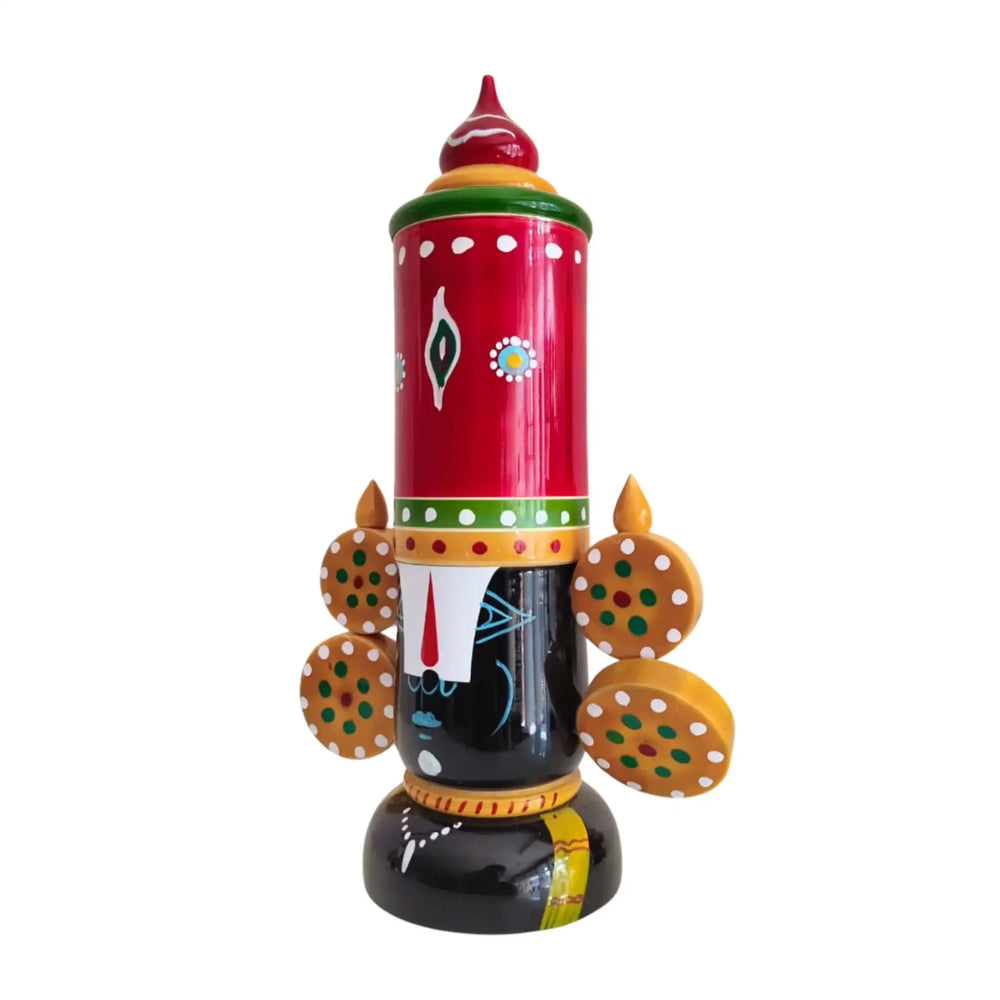 Hand-Painted Wooden Tirupati Balaji Idol - Traditional Decor   Etikoppaka Lacquerware