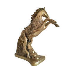 Galloping Brass Horse Statue | Ornate Handcrafted Rearing Horse Sculpture