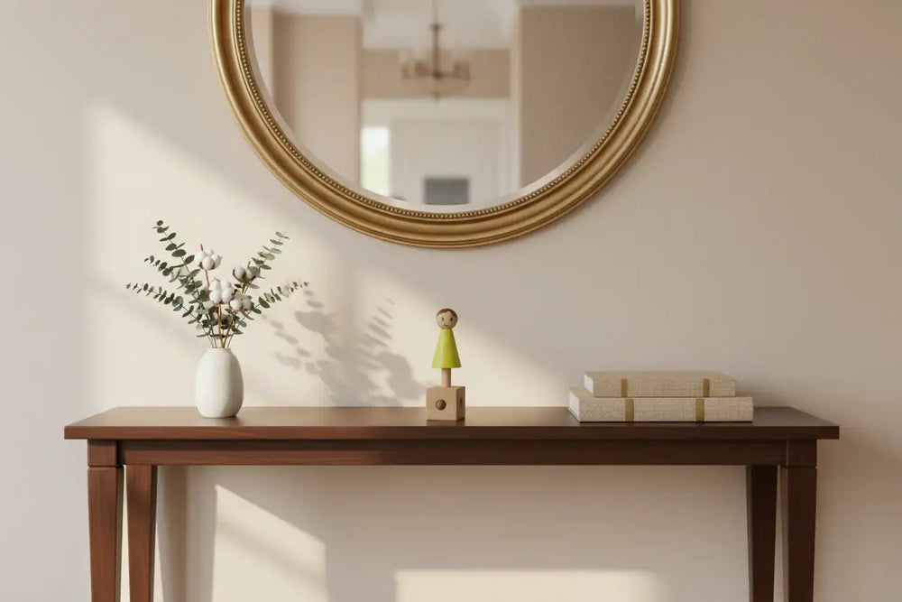 Girl sculpture on cube-shaped stand contemporary home decor