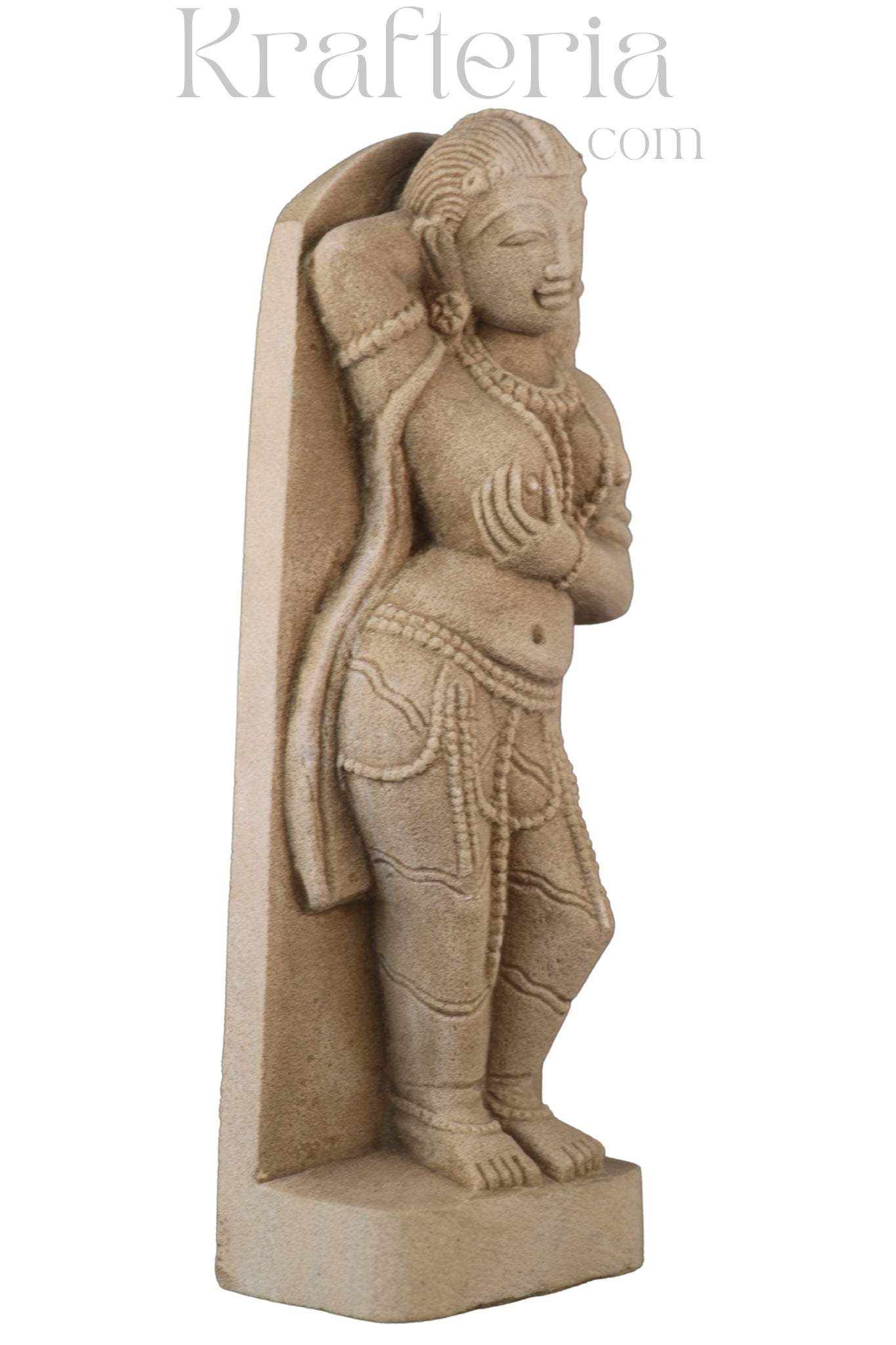 Ancient Elegance - Sandstone Relief of a Celestial Being