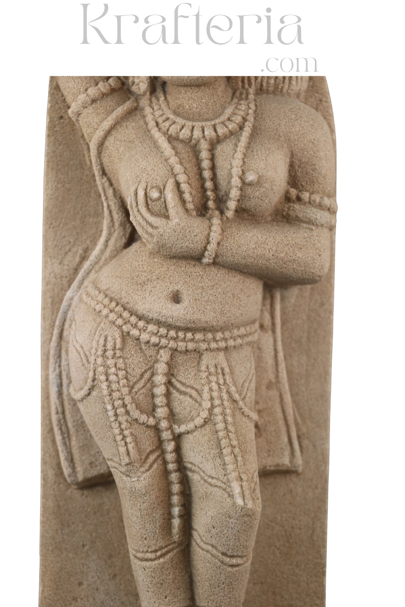Ancient Elegance - Sandstone Relief of a Celestial Being