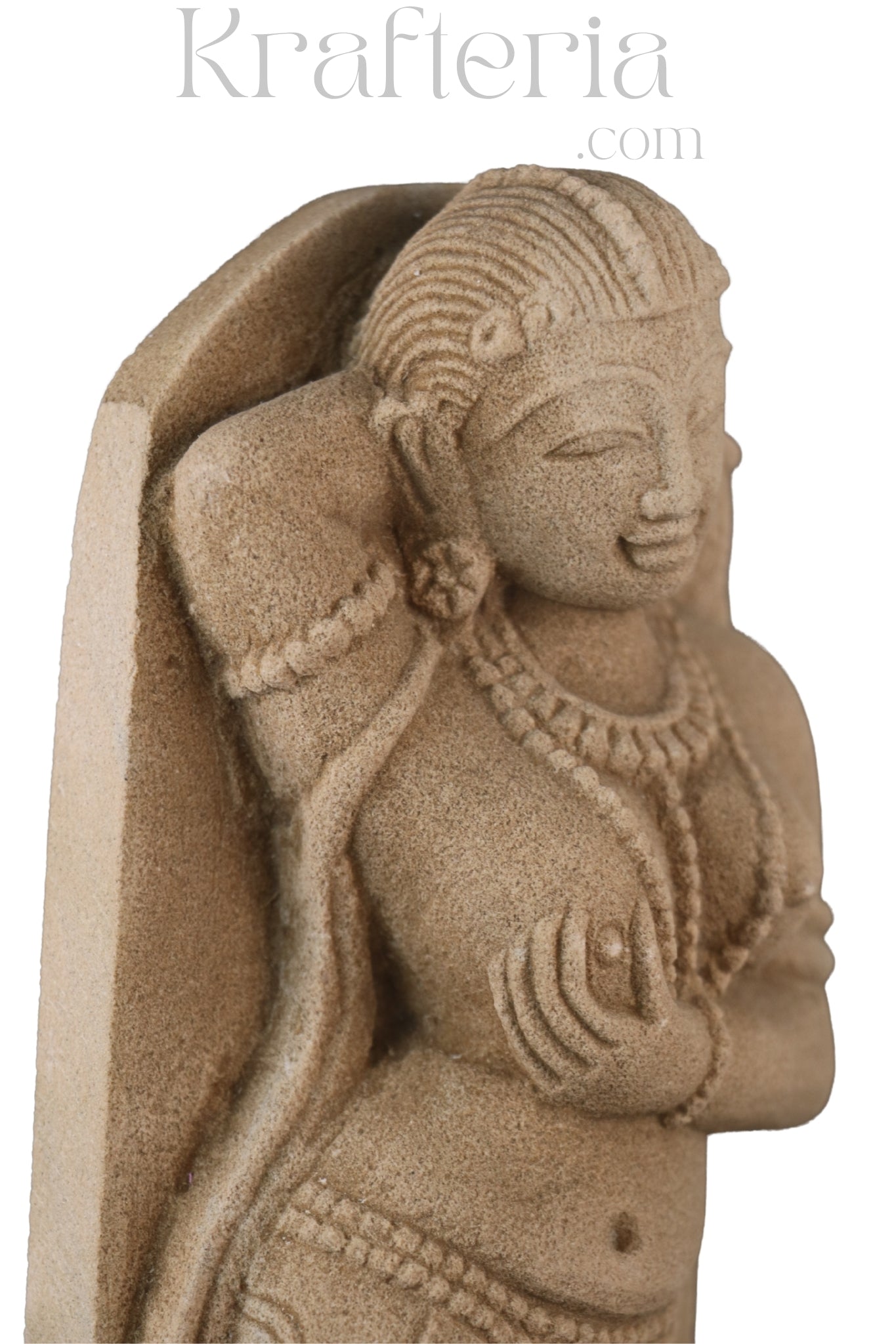 Ancient Elegance - Sandstone Relief of a Celestial Being