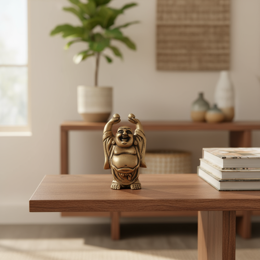 Brass Laughing Buddha Statue - Prosperity and Good Luck Figurines