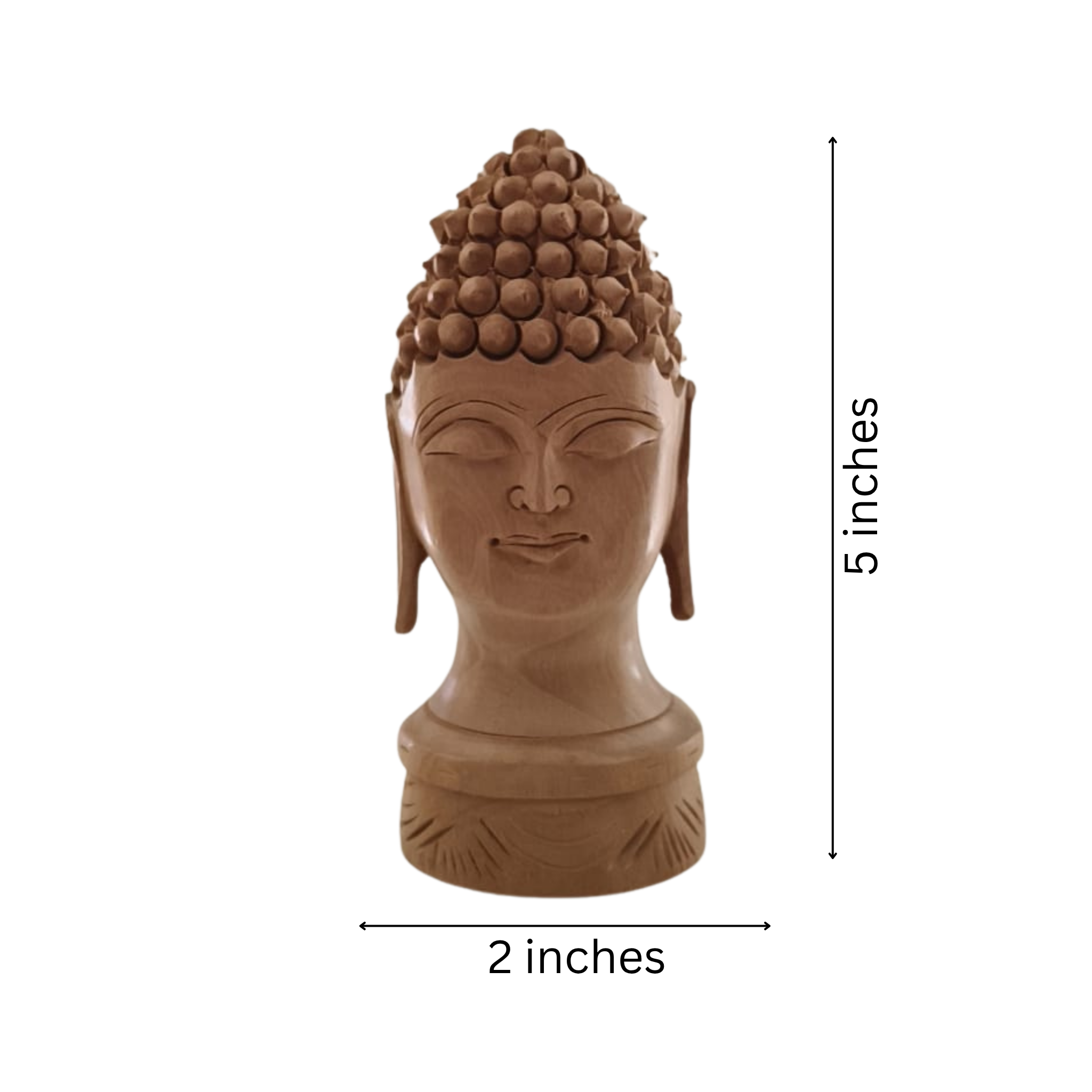 Buddha Wooden Head Statue | Hand-Carved Spiritual Decor