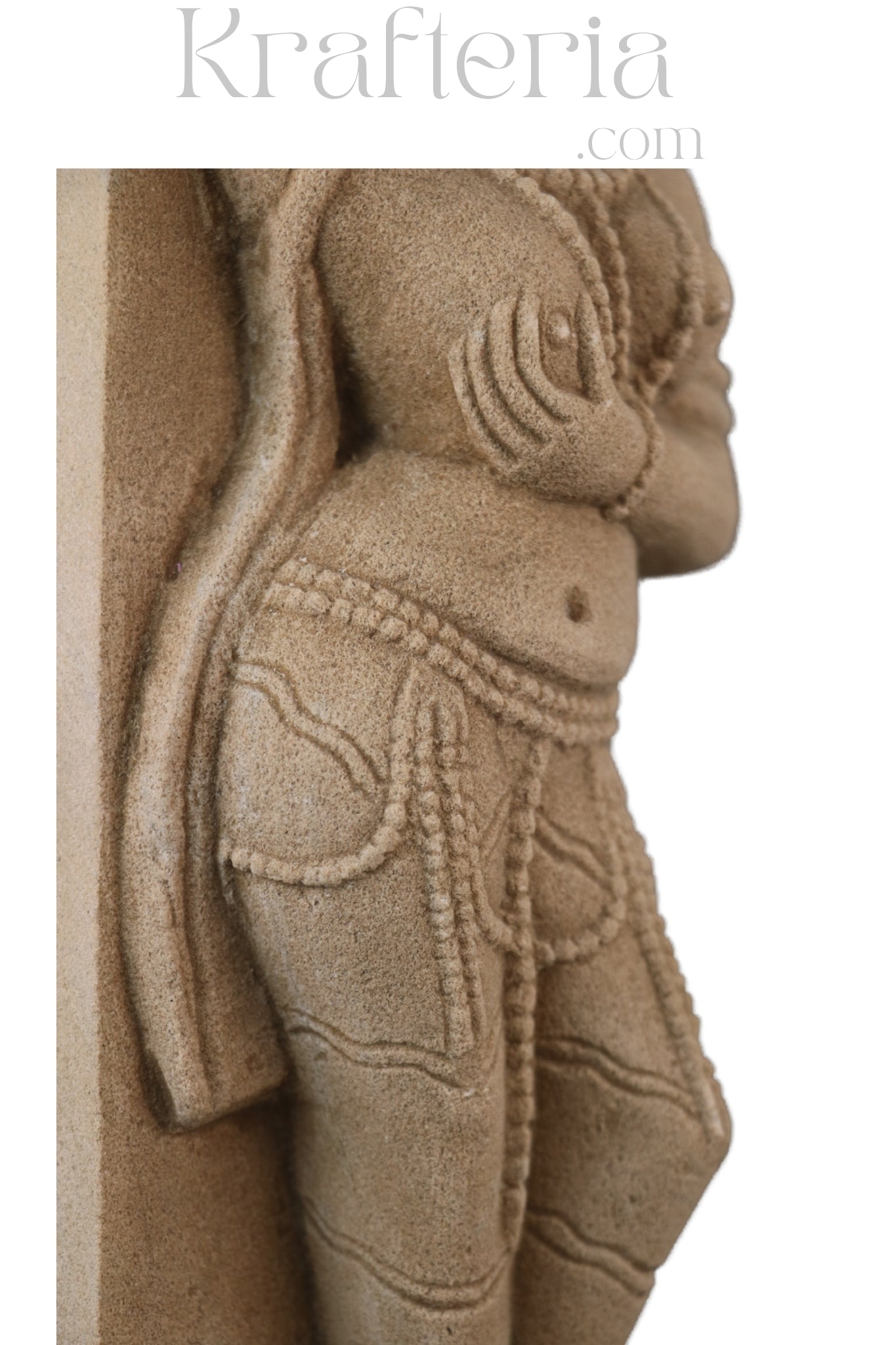 Ancient Elegance - Sandstone Relief of a Celestial Being
