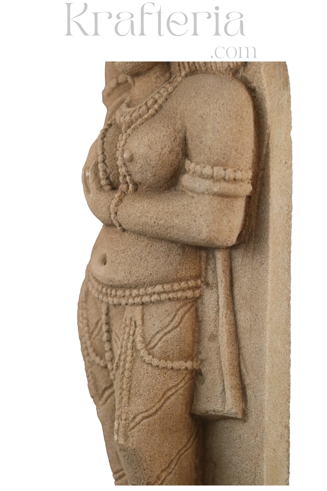 Ancient Elegance - Sandstone Relief of a Celestial Being