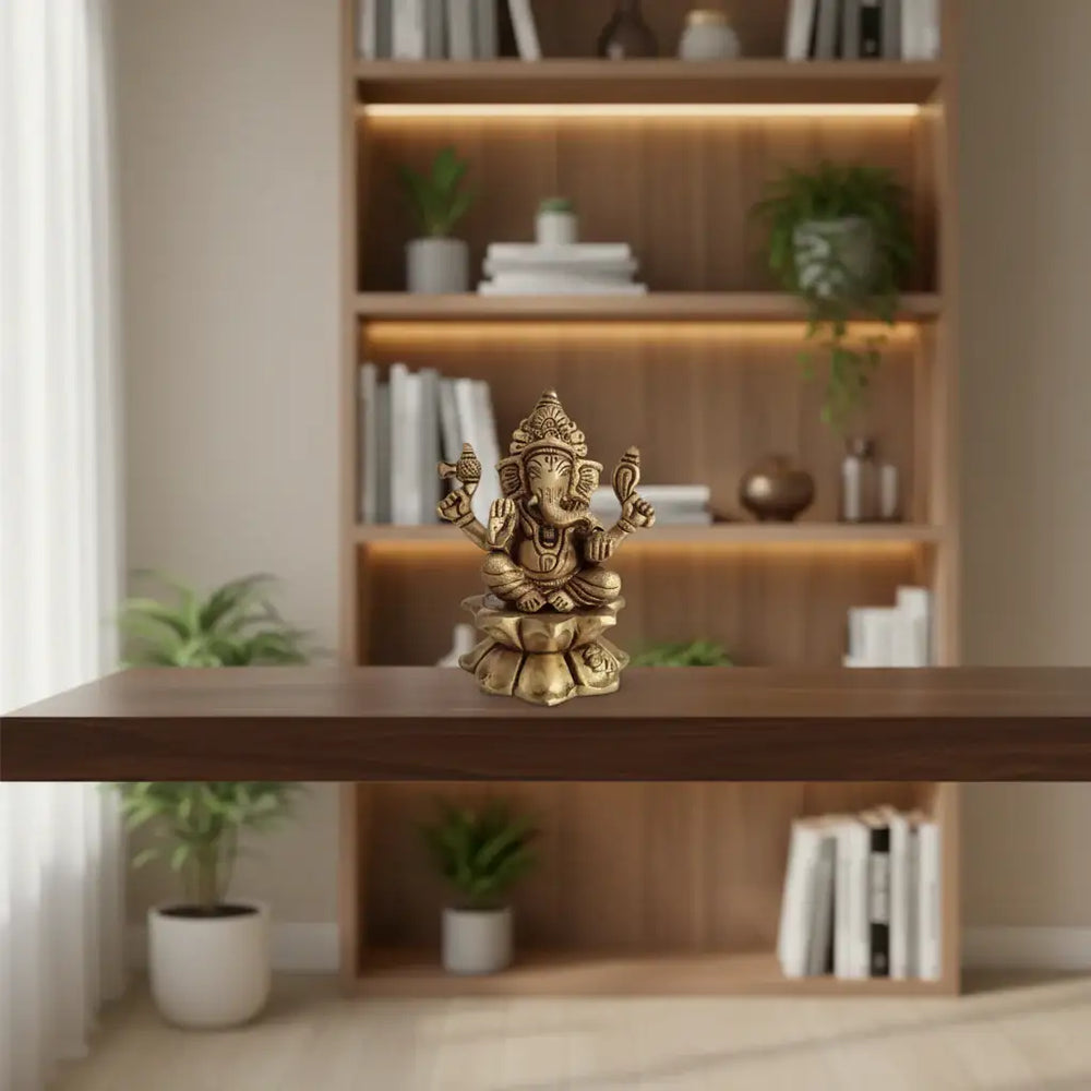 Brass Ganesha Sculpture: Symbol of Prosperity, Intellect, and Protection   Brass Ware
