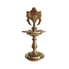 Brass Shankha (Conch) Motif Diya - Traditional Puja Oil Lamp