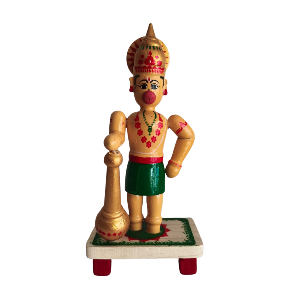 Devotional Decor - Etikoppaka Hanuman with Mace   Etikoppaka Lacquerware
