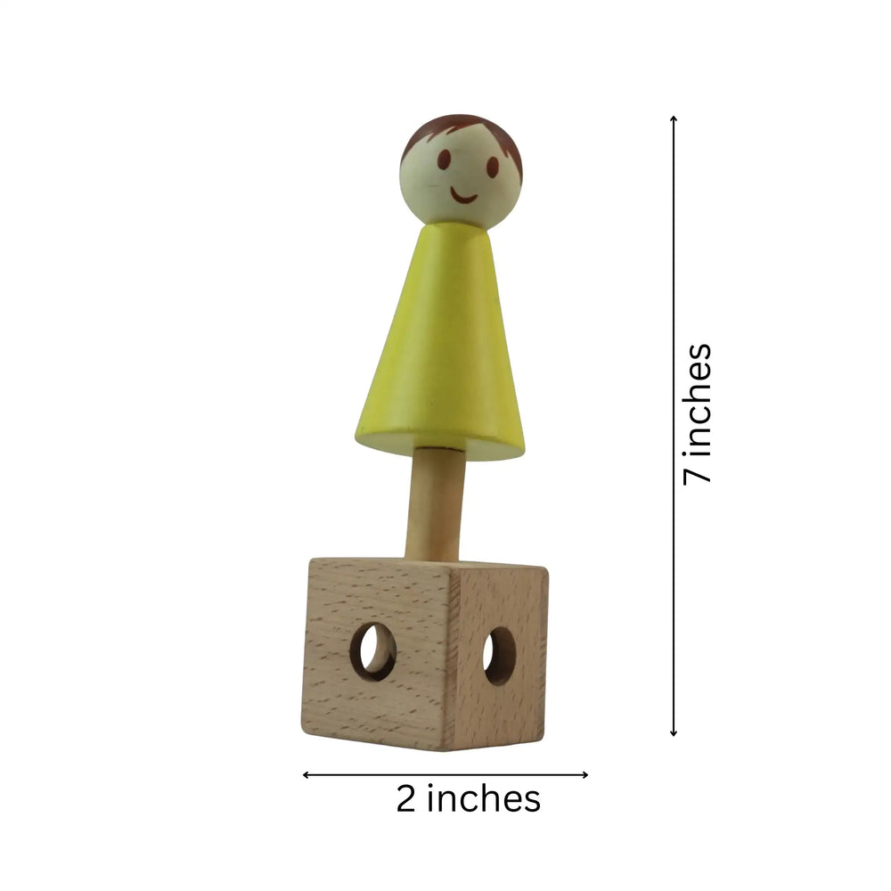 Decorative girl figurine on cube base contemporary style