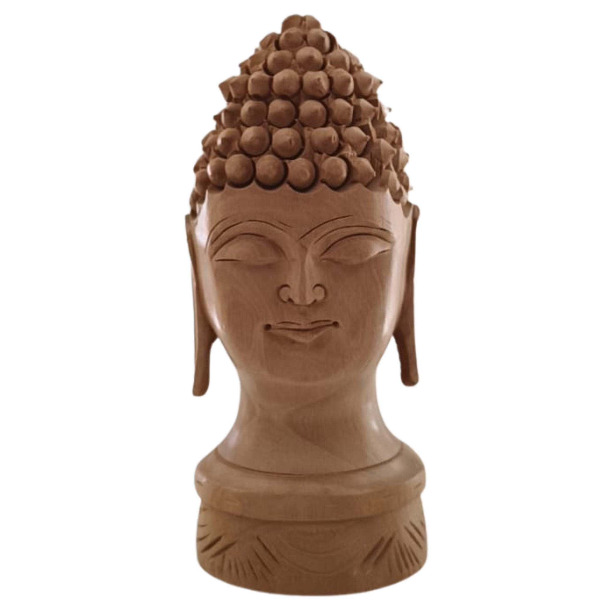 Buddha Wooden Head Statue | Hand-Carved Spiritual Decor