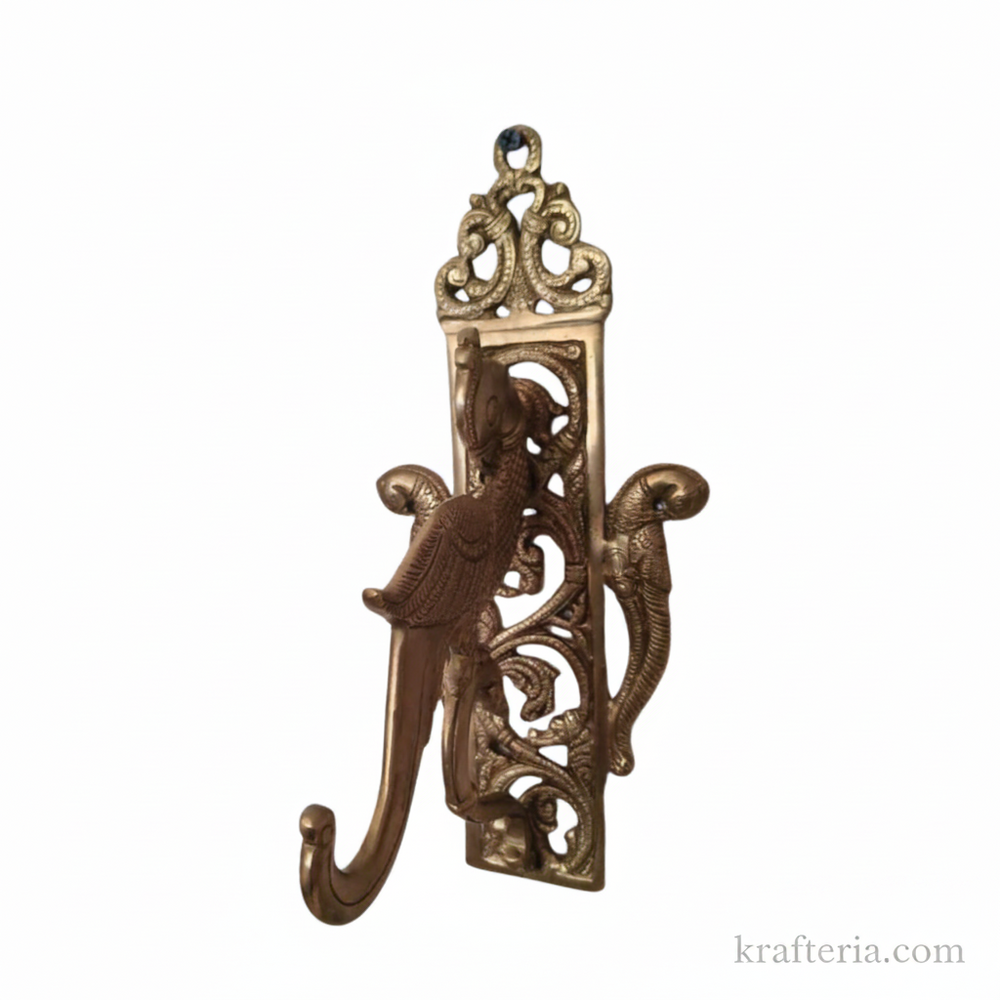 Vintage Brass Parrot Wall Hook – Handcrafted Decorative Key & Coat Holder   Brass Artwork