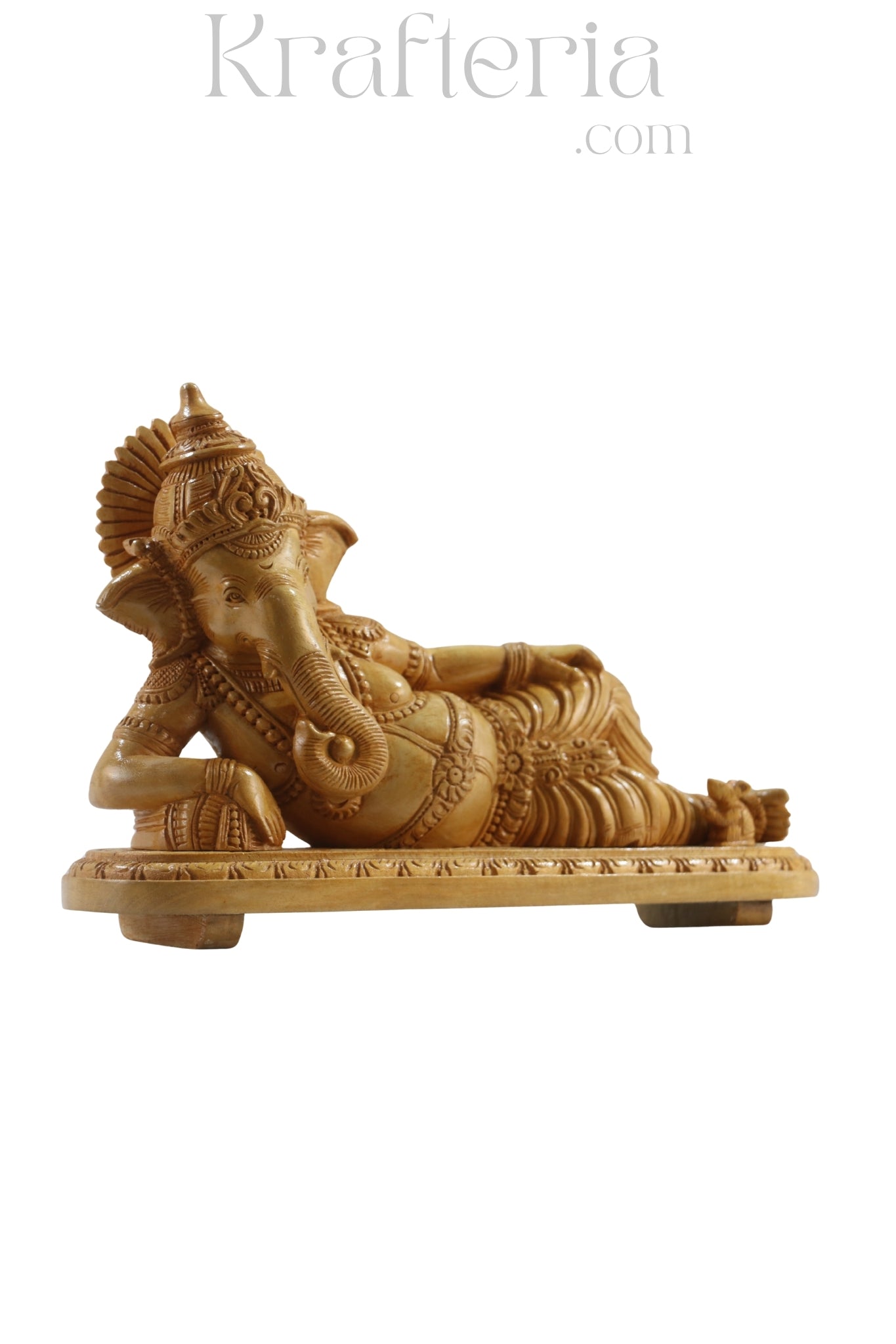 Ganesha in Resting Pose – Beautiful Handcarved Wooden Art