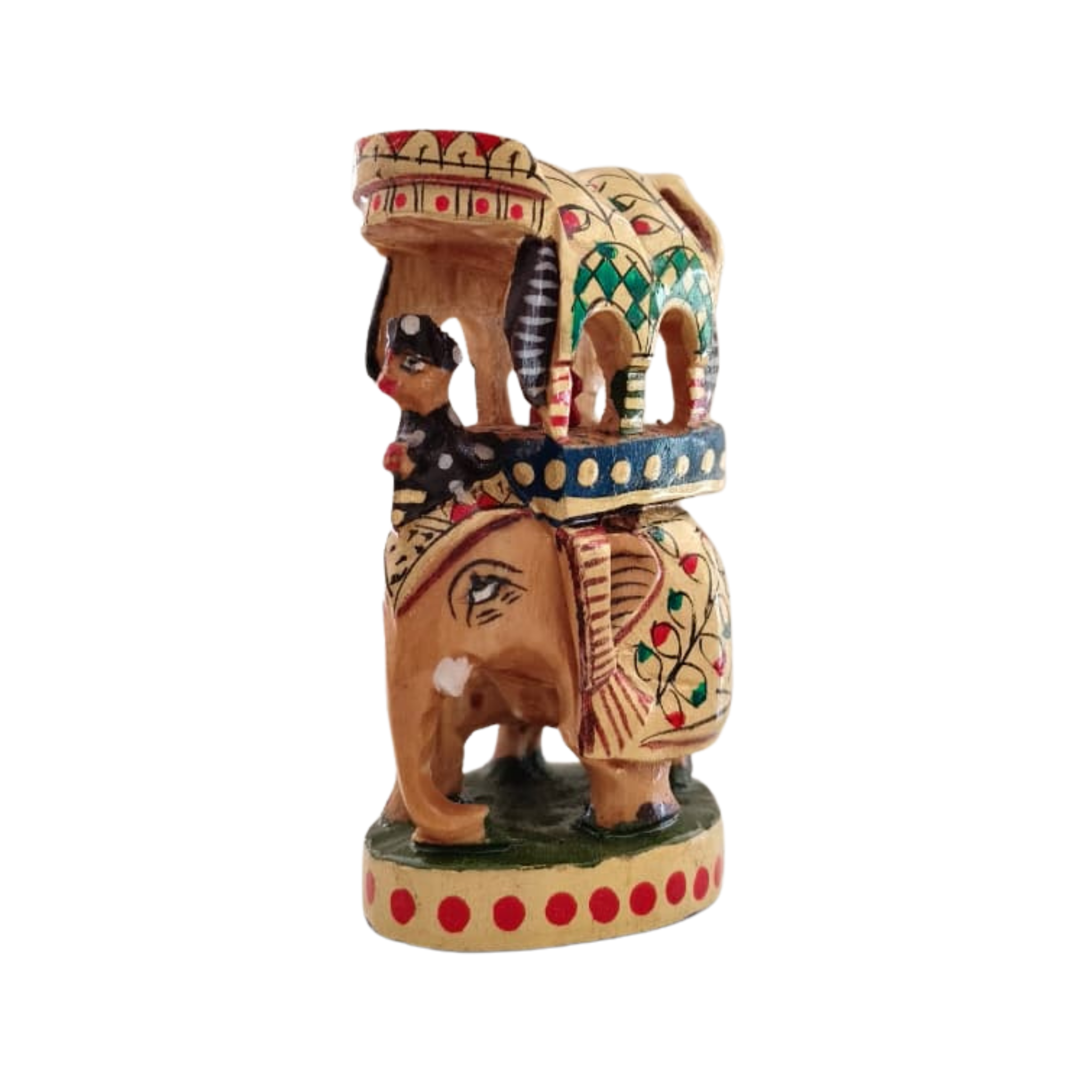 Handprinted Ambari Elephant | Decorative Miniature Figurine