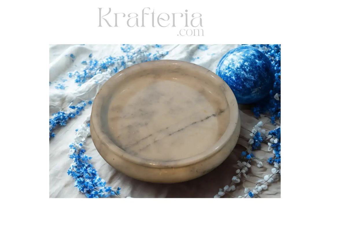 White Marble Urli Bowl – Perfect for Festive Décor and Pooja Setup   Marble Soft Stone