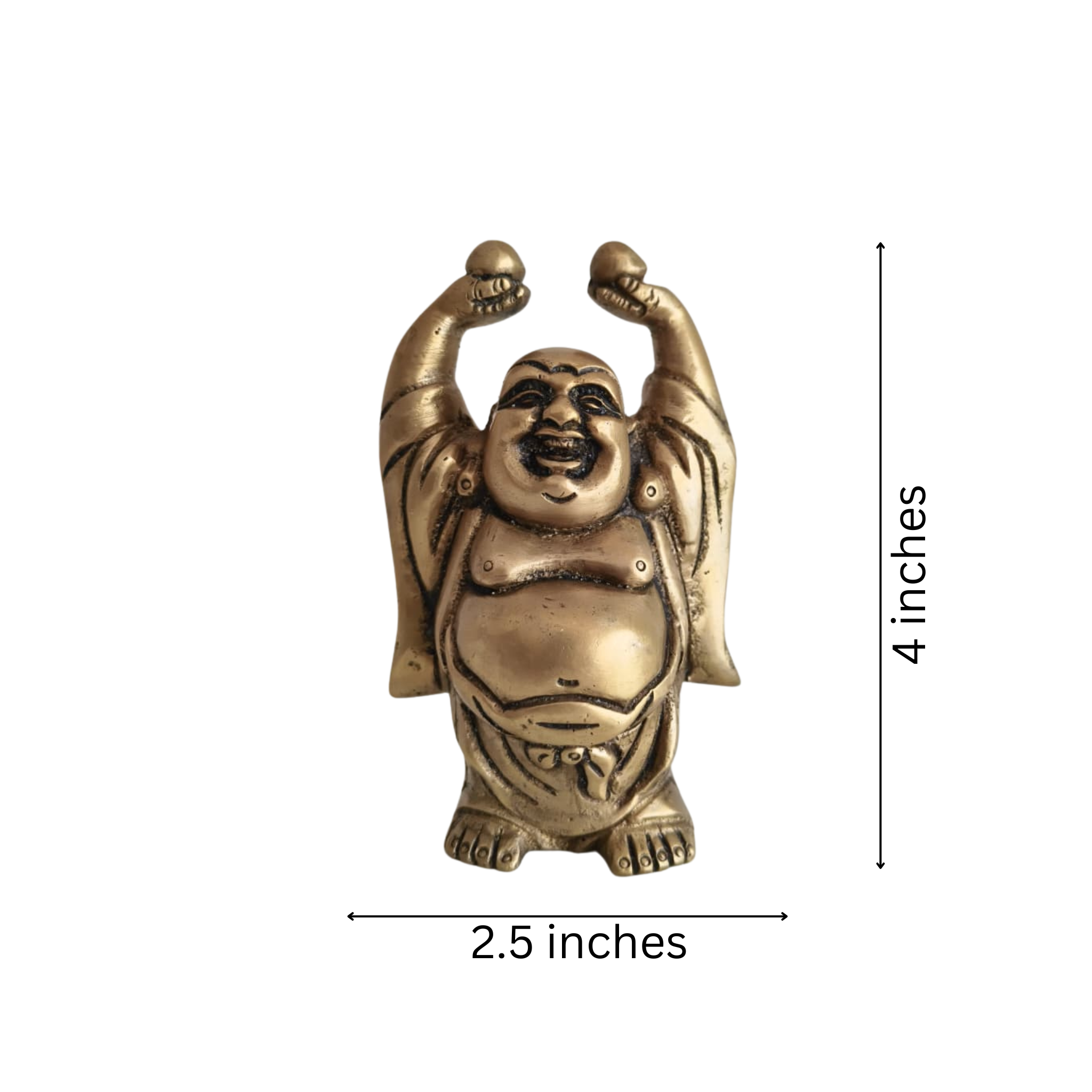 Brass Laughing Buddha Statue - Prosperity and Good Luck Figurines