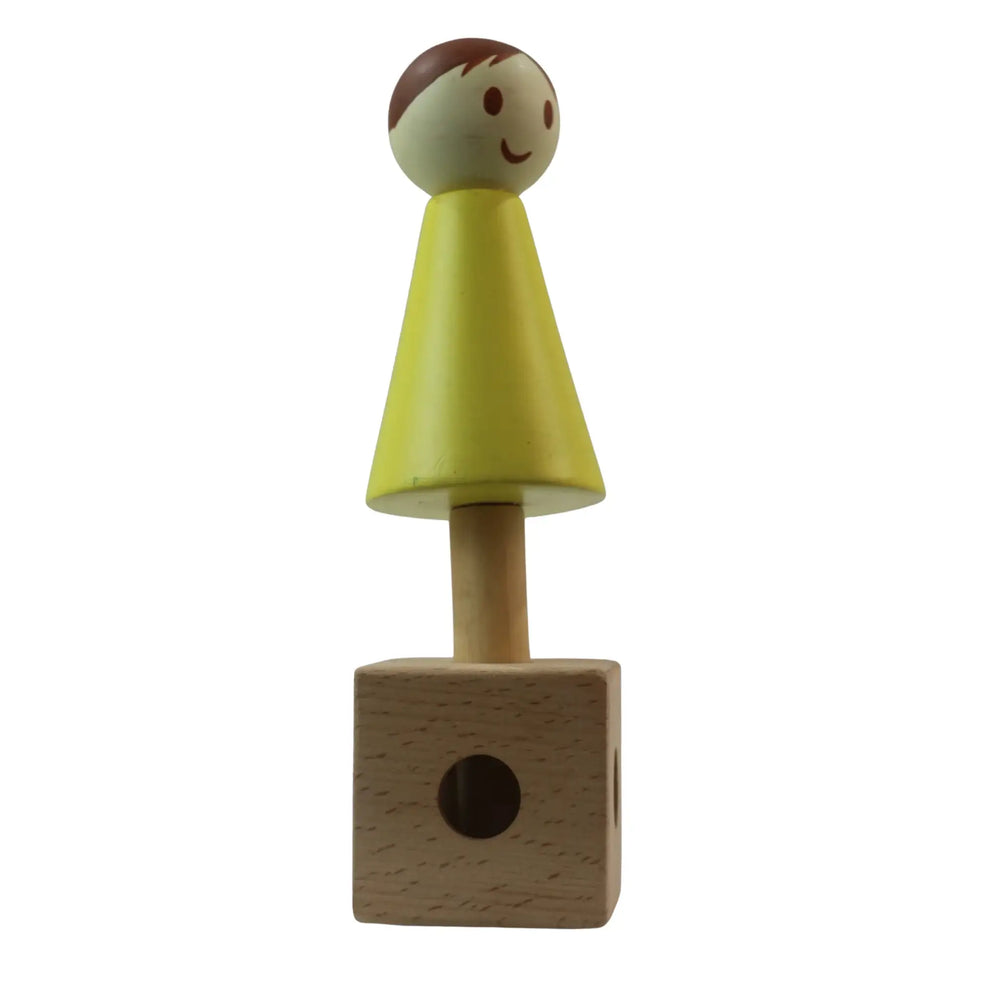 Contemporary girl sculpture displayed on geometric cube base