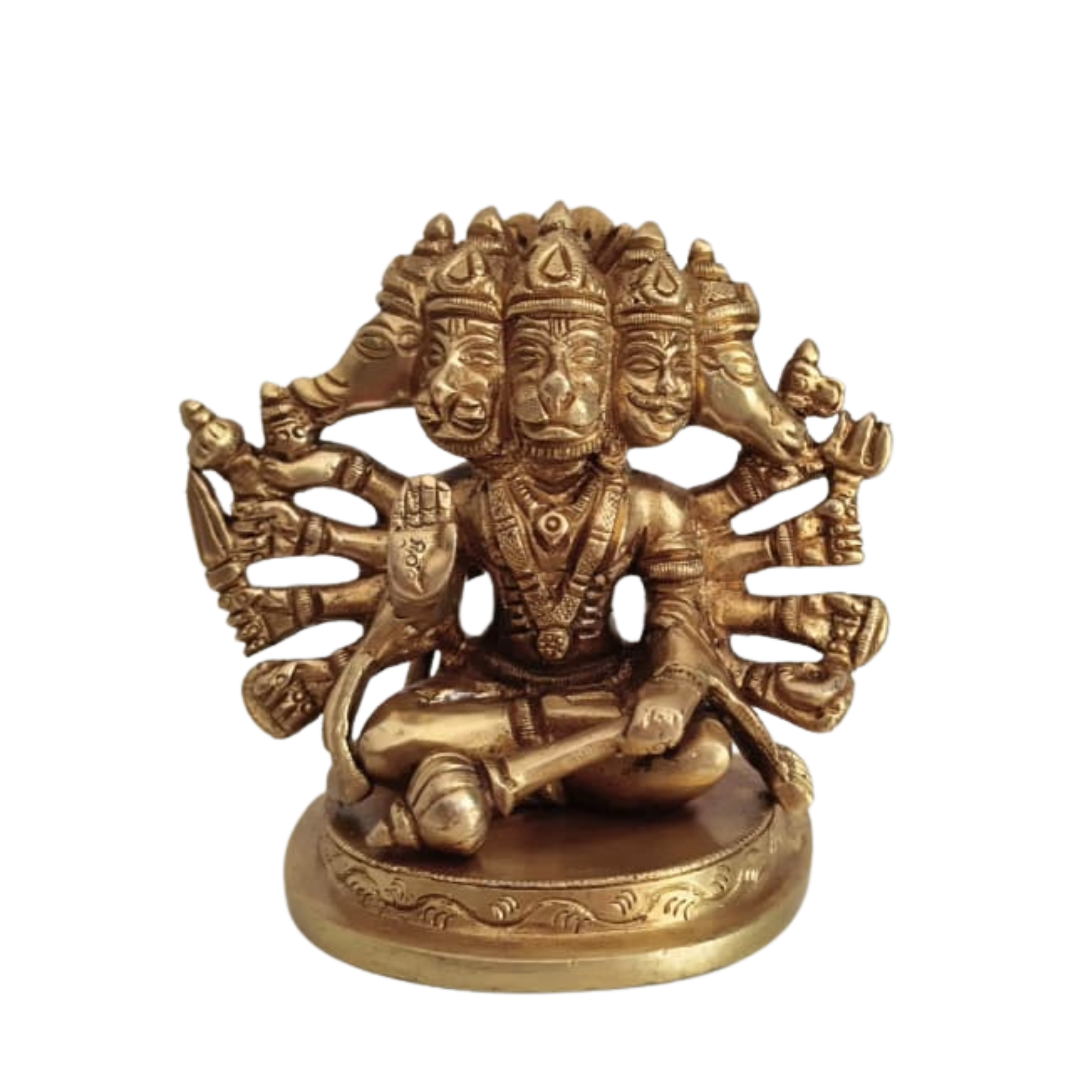 Brass Panchmukhi Hanuman Idol – Five-Faced Protector for Strength and Victory