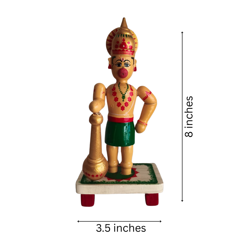 Devotional Decor - Etikoppaka Hanuman with Mace   Etikoppaka Lacquerware