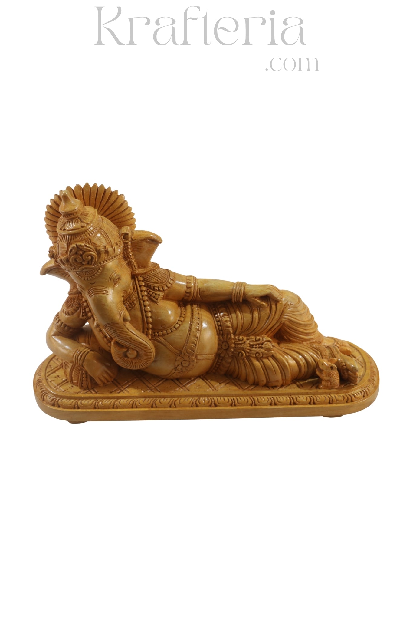 Ganesha in Resting Pose – Beautiful Handcarved Wooden Art
