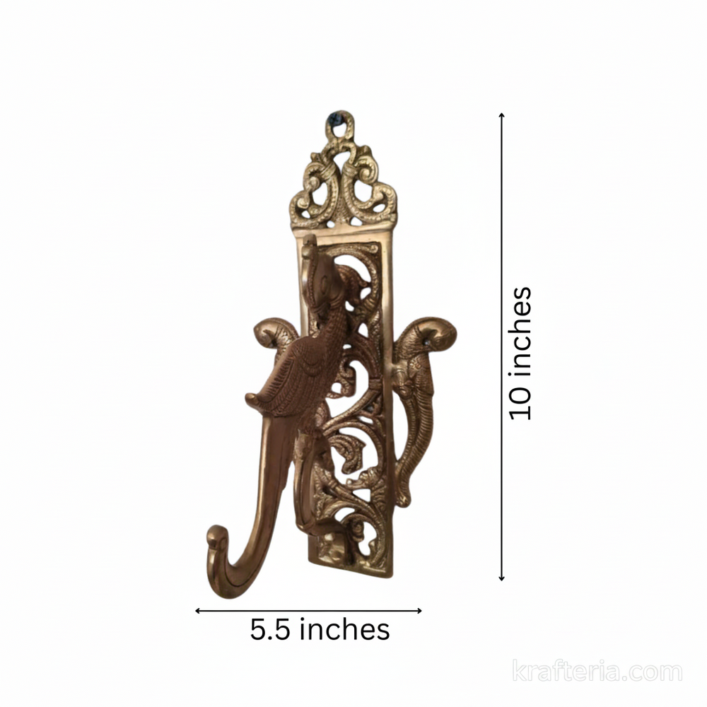 Vintage Brass Parrot Wall Hook – Handcrafted Decorative Key & Coat Holder   Brass Artwork