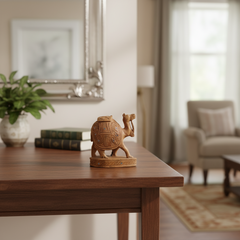 Intricately Hand-Carved Wooden Camel | Rustic Home Decor Piece